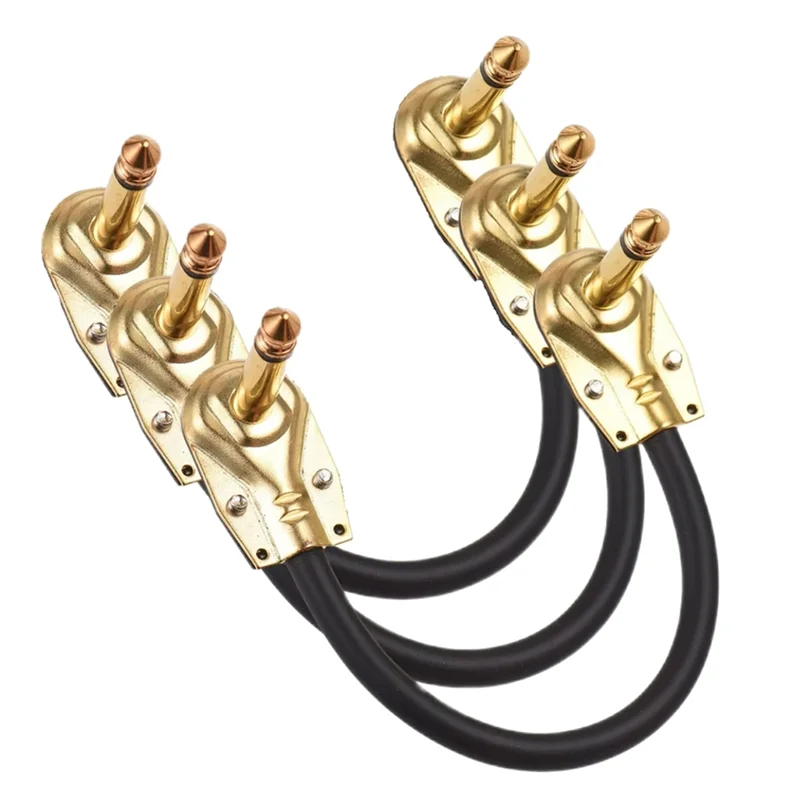 

A51Q-3-Pack 6.35 Guitar Jumper Cable Effect Cable Flat Head Gold-Plated Guitar Cable 15CM Cable