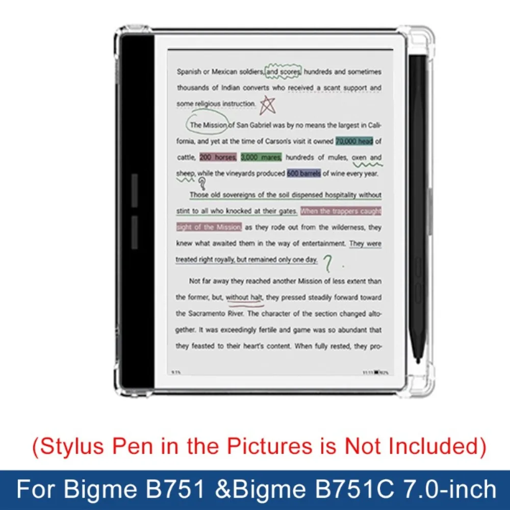 Capa para bigme b751 c b751c leitor 7 Polegada e-ink tablet de papel, tpu ultra-fino à prova de choque capa transparente macia, anti-amarelamento