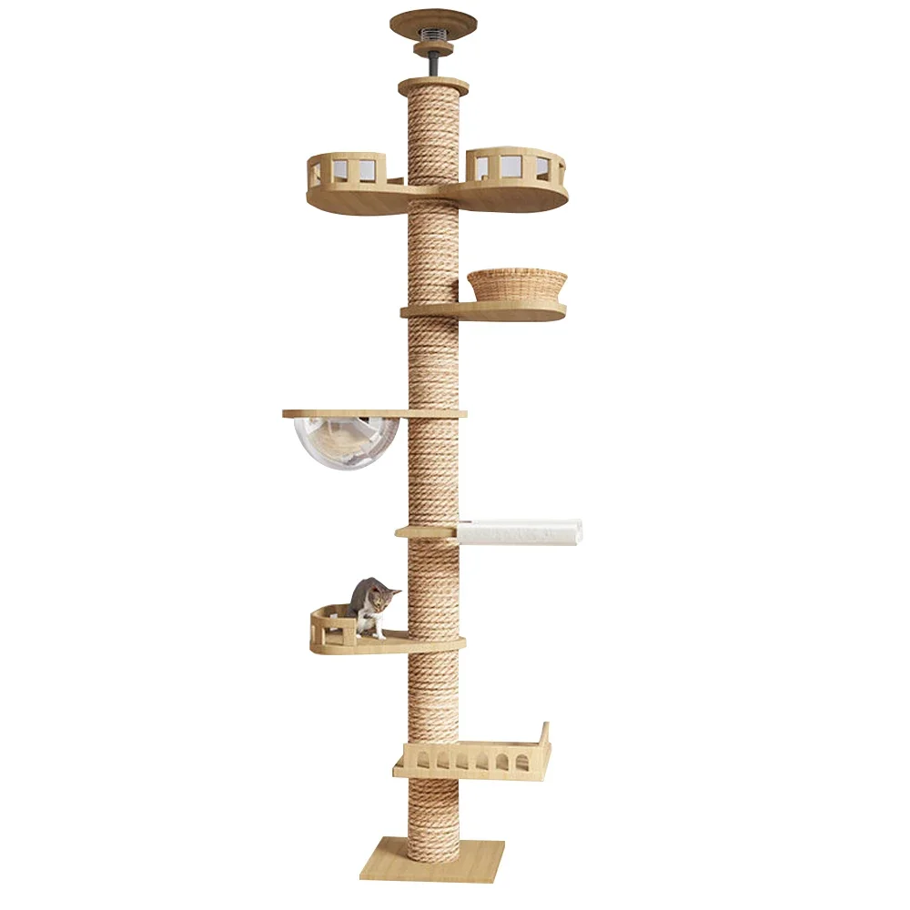 custom floor to ceiling adjustable height climbing cat tower