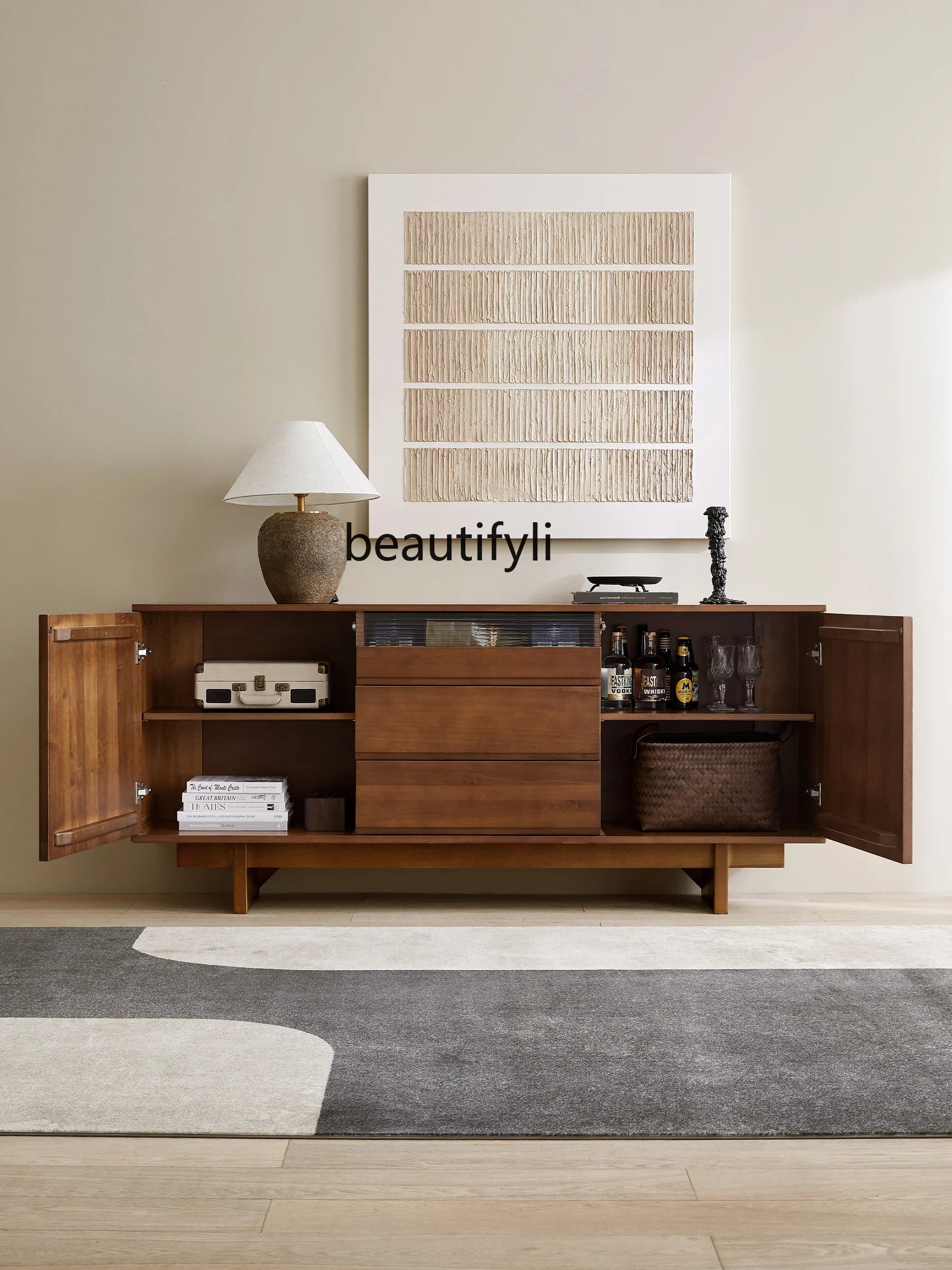 VSideboard Cabinet Solid Wood Living Room Storage Storage Wall Kitchen Cabinet Storage