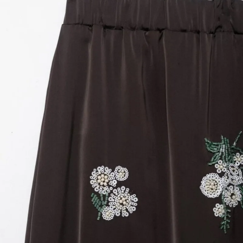 Women’s Fall Fashion Artistic Sequin Embroidery Midi Skirt Half Skirt for Dating Shopping Streetwear Daily Chic Look