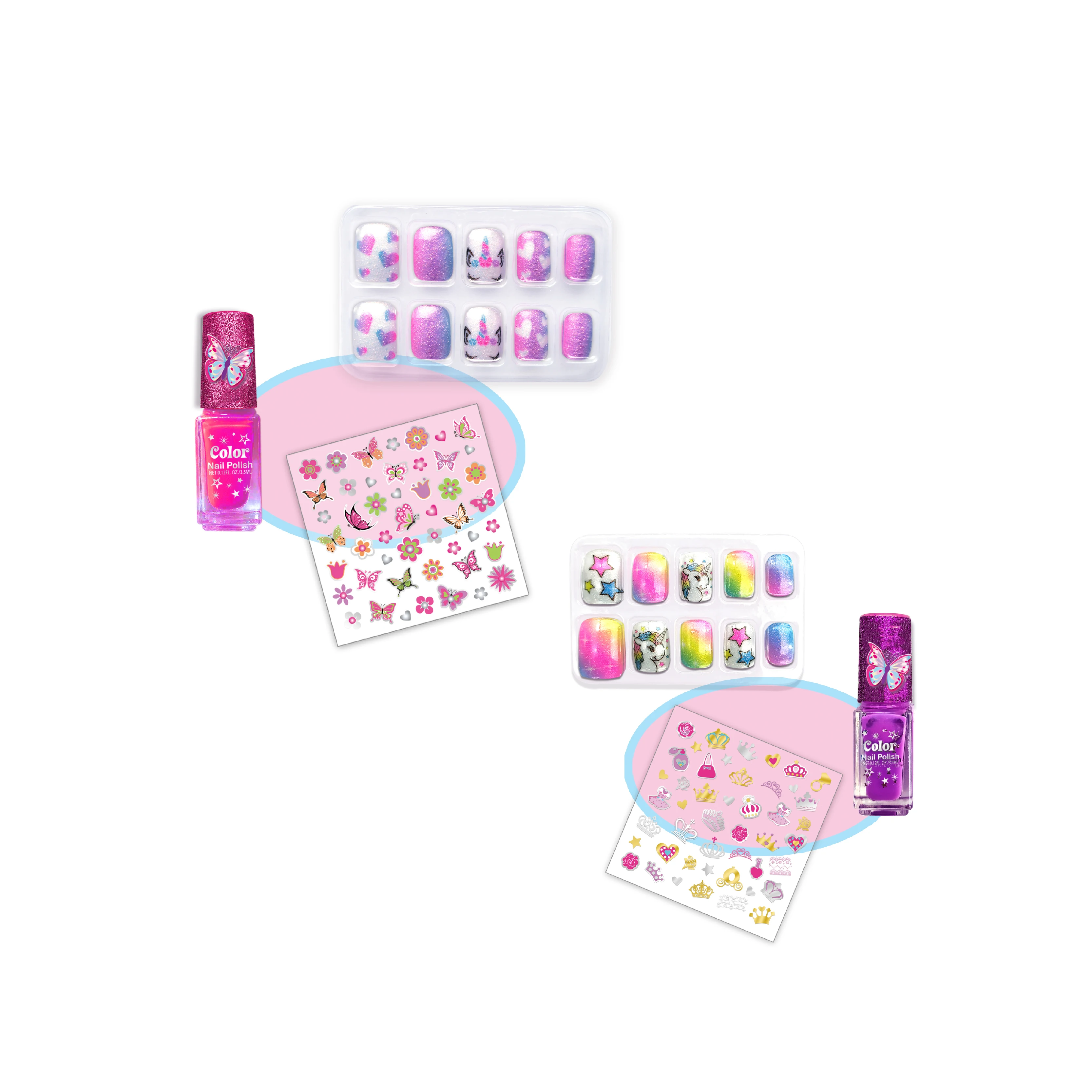 2024 Kids Makeup Set Butterfly Nail Playing Set Press on nail Set Stickers Nail Polish Art Kids Toys