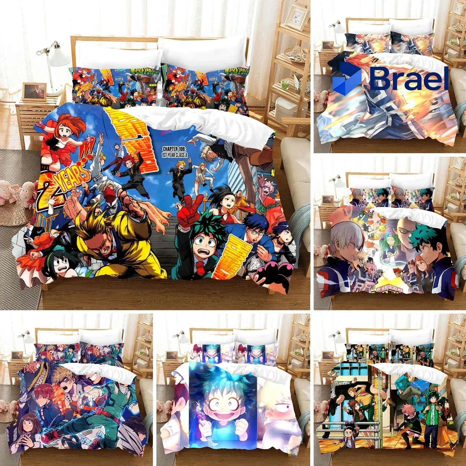 Exquisite Anime 3D Printed My Hero Academia Duvet Cover Pillowcase Bedding Set Double Twin Full Queen King Adult Bedclothes Quil