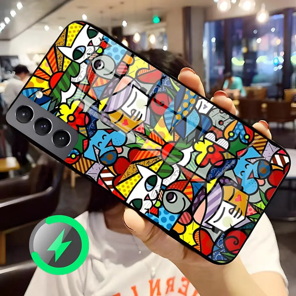 Etui na telefon Romero Britto Art do Samsunga S26 S25 S24 S23 S22 S21 S20 Edge Ultra Plus FE, szklane etui kompatybilne z Magsafe — zdjęcie produktu 5