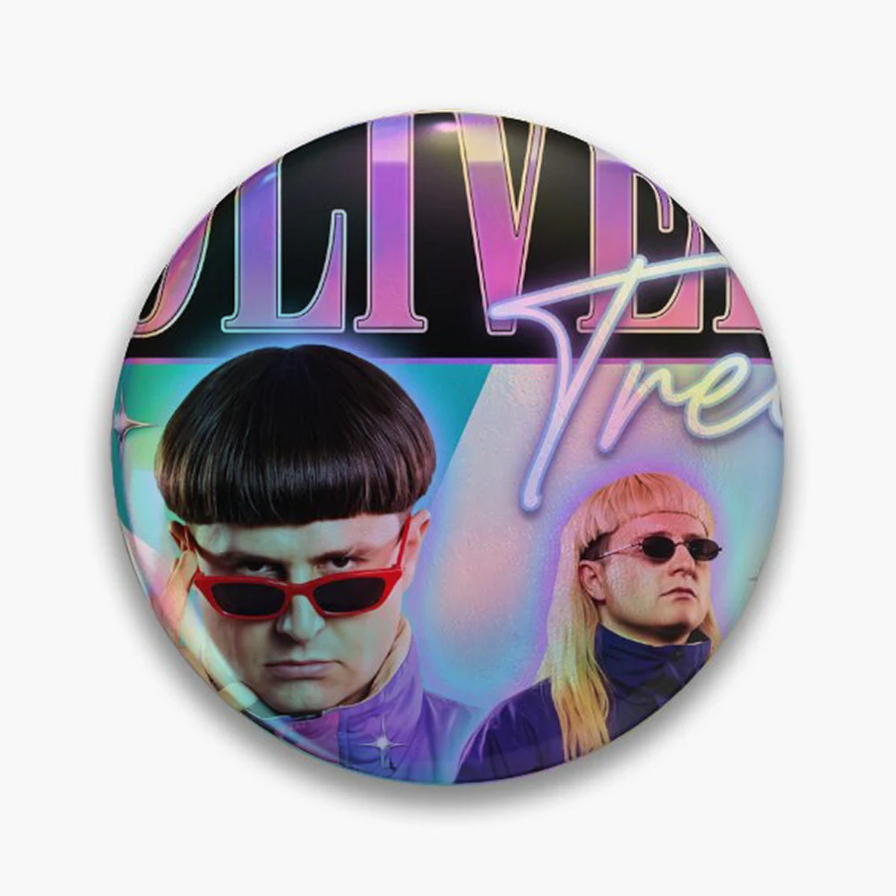 Oliver Tree Retro Y2K Pop Art  Pin Holographic Star Heart Pin Brooches Laminated Button Fashion Accessory