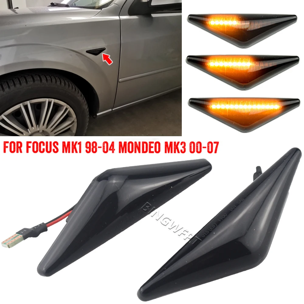 1 Set For Ford Mondeo MK III 2000-2007 Second Generation LED Dynamic Side Marker Turn Signal Light Sequential Blinker Light