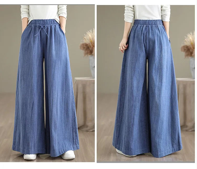 Women Handmade Tie Dye Cotton Linen Pants Spring 2026 High Waist Retro Straight Loose Casual XJ997