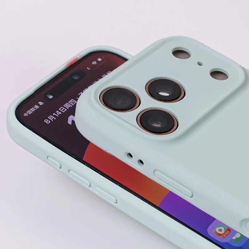 아이폰 17 17Pro Max 16 Pro 15용 오리지널 카메라 버튼 보호 케이스 INS 무광 단색 액상 실리콘 스킨 느낌 커버