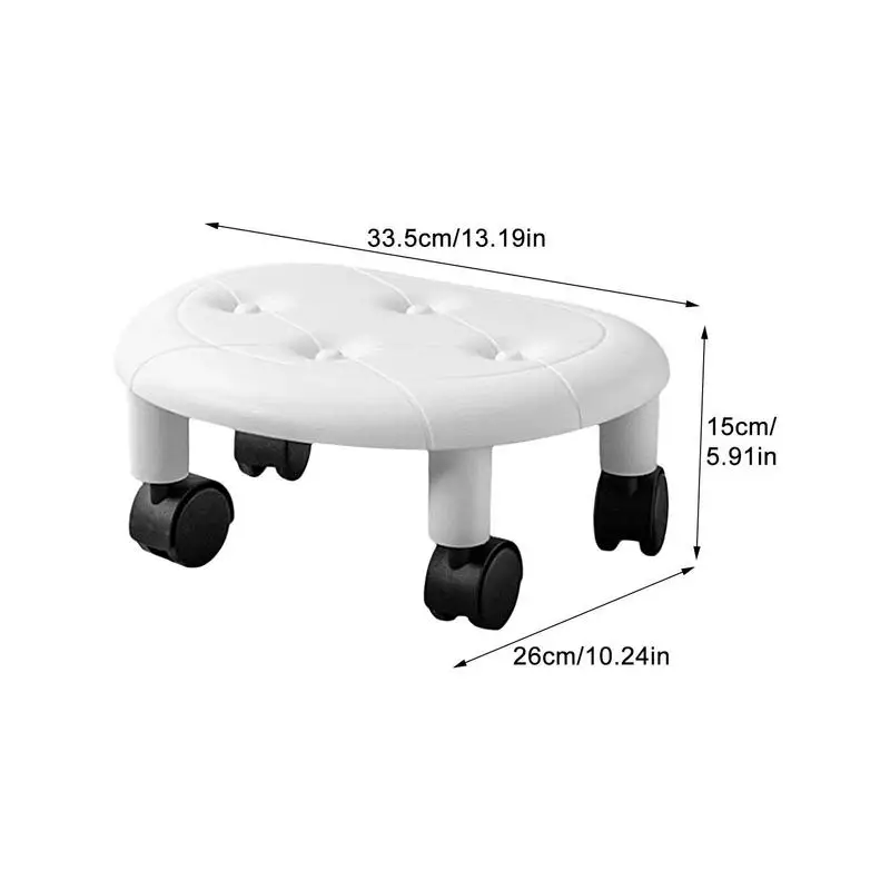 Low Rolling Stool Portable Pulley Wheel Round Stool Pedicure Chair Patio Low Stools 360Degree Rotating Accessory Ground for Home