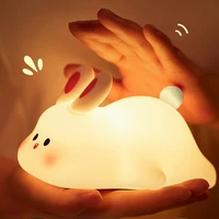 Cute Rabbit Lamp Decorations Desk Accessories Bunny Lamp Panda Light Ornament Cartoon Reading Light Easter Gifts 3