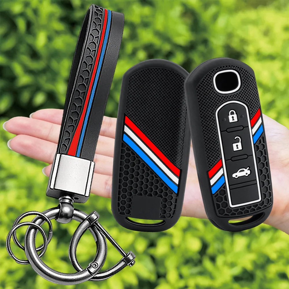 2 3 4 Button Remote Silicone Car Cover Key Case for Mazda 2 5 3 6 CX-3 CX-5 CX-7 CX-8 CX-9 Mazda3 Mazda6 Sch5 Demio X5 Holder