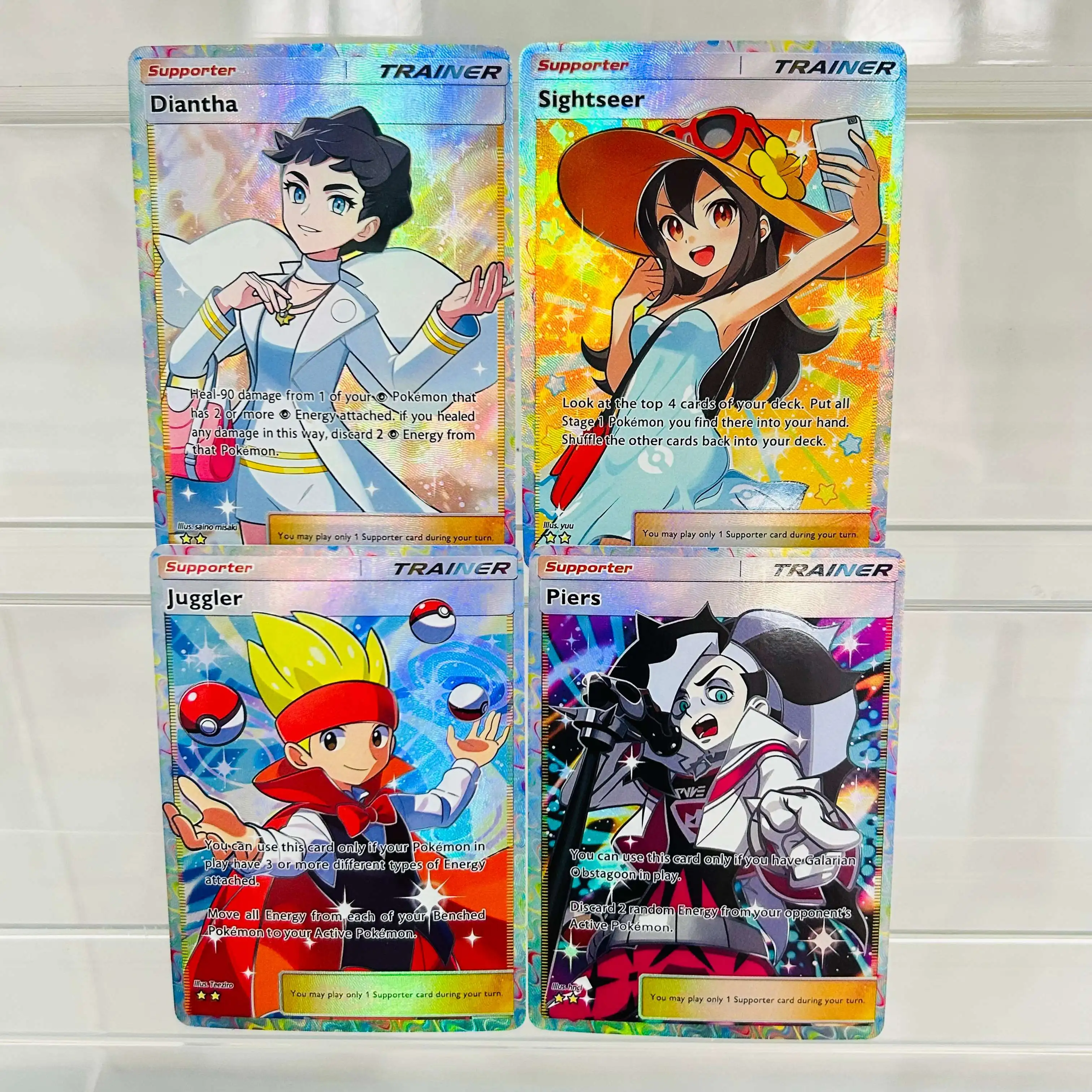 4-pecas-diantha-sightseer-piers-trainer-cartoes-holograficos-diy-cartao-de-colecao-de-anime-premium-em-perfeito-estado