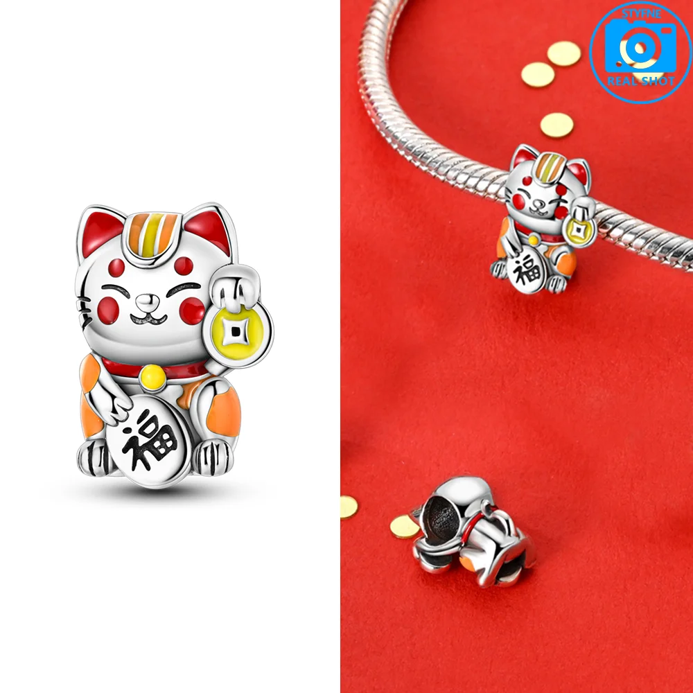 

Классический оригинальный серебряный розовый кулон с милым котом и цирконием, фиолетовая волшебная шляпа, кошачьи бусины, подходят для браслета, женское изготовление ювелирных изделий, подарок своими руками