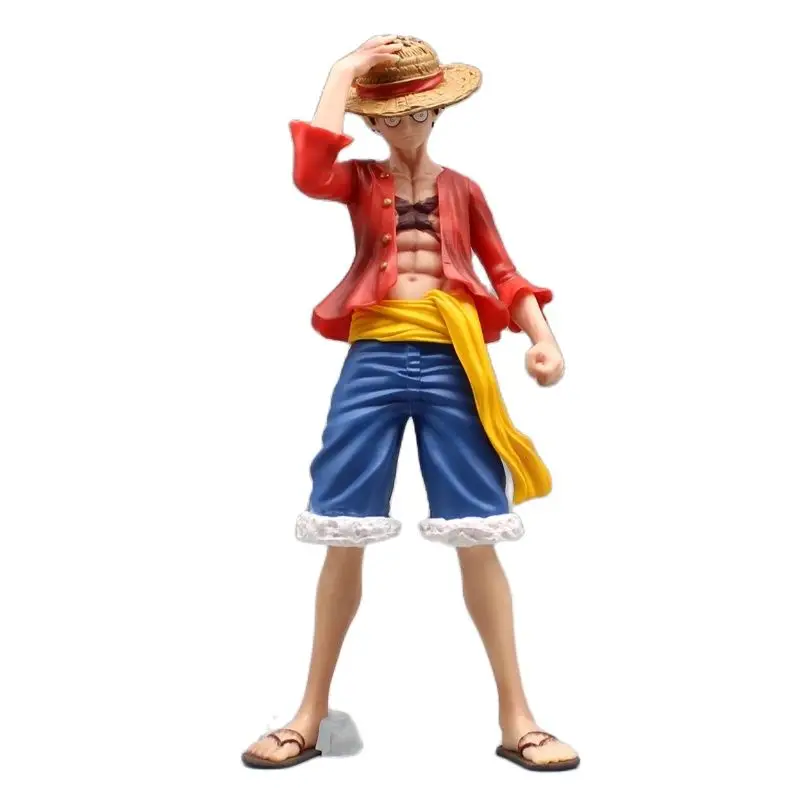 شكل الرسوم المتحركة Monkey D Luffy ، ارتداء قبعة القش ، نموذج أنيمي الحرب الأعلى ، مجموعة الحلي ، الديكور ، 1 * ، 9"