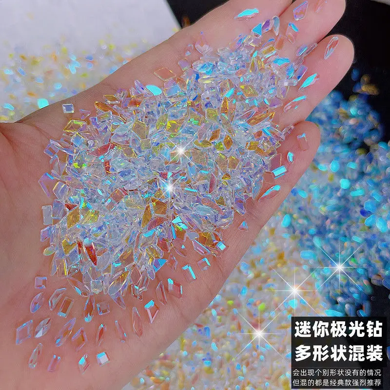 Diamantes de imitación mixtos para decoración de uñas, cristales AB, gemas de lujo para decoración 3D de uñas, cortaúñas para manicura, 100 Uds.