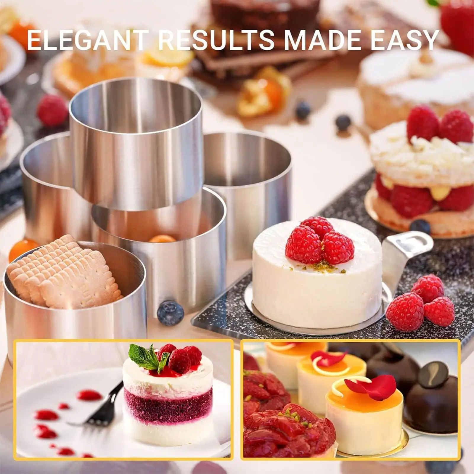 

Кольца для выпечки, 12 шт., набор десертных форм для выпечки с толкателем и подъемником, диаметром 3 дюйма, антипригарная форма для мусса для духовки, посудомоечной машины, хлеба