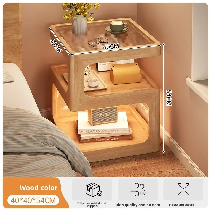 Solid Wood Bedside Table, Bedside Storage Cabinet, Creative Small Cabinet, Household Bedroom Bedside Shelfsturdy And Durable