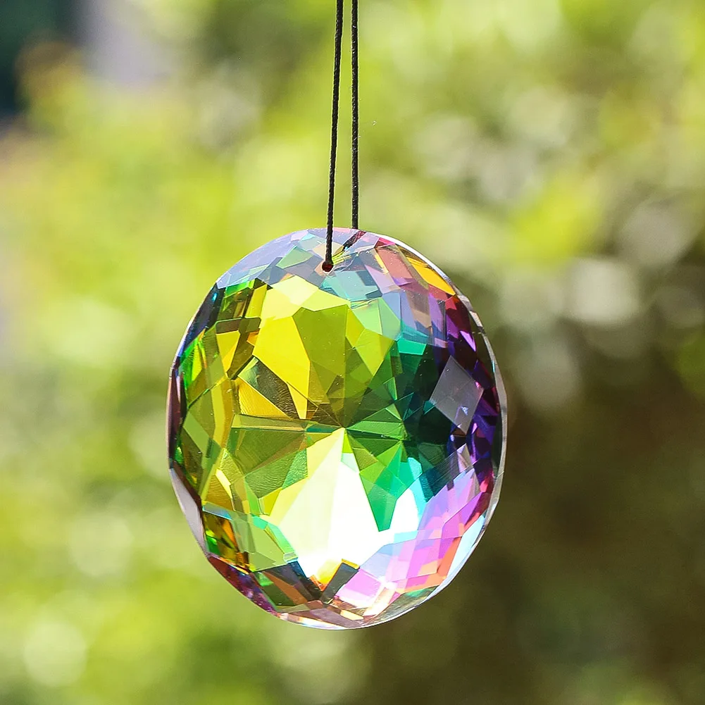 E5 60mm Mandala Hanging Crystal Suncatcher Prisms Brilliant Sunflower Glass Faceted Rainbow Maker Chandelier Home Garden Decor