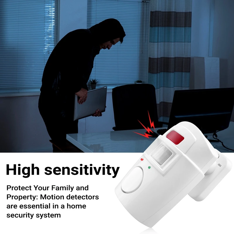 Infrared Motion Sensor Alarm - Burglar Alarm With 2 Remote Controls, Suitable For Home/Garages/Shops