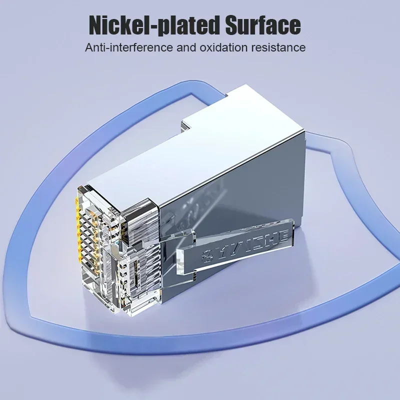 SAMZHE 10/100pcs RJ45 Connector Cat6a Cat7 RJ45 Plug Shielded FTP 8P8C Network Crimp Connectors Crystal Heads Gold Plated