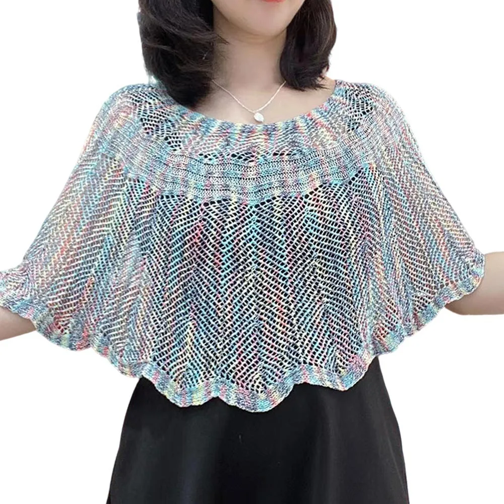 

Красочный дизайн, шаль из ледяного шелка, вязаная текстура, тонкий материал, накидка, шаль без рукавов, стильная ажурная универсальная шаль