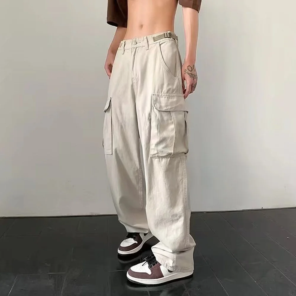 

Loose Straight Tube Work Pants for Men Faionable Casual Long Trousers Men's Comfortable Fit Workwear Spring Season