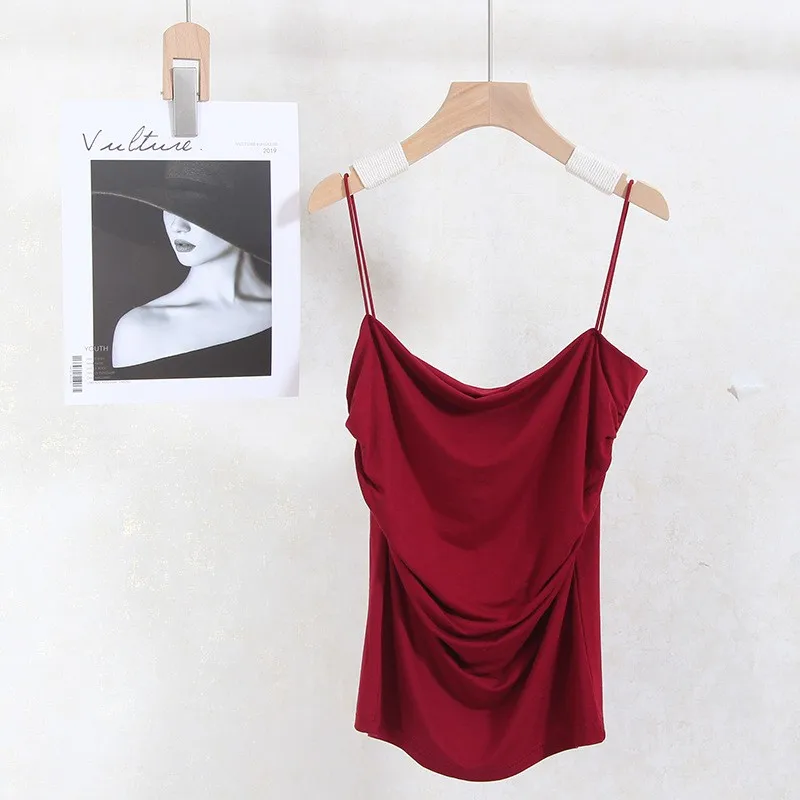 قميص داخلي نسائي قصير بتصميم أنيق من المودال، طبقة أساسية ضيقة، ملابس داخلية بلون موحد مناسبة للأعمال