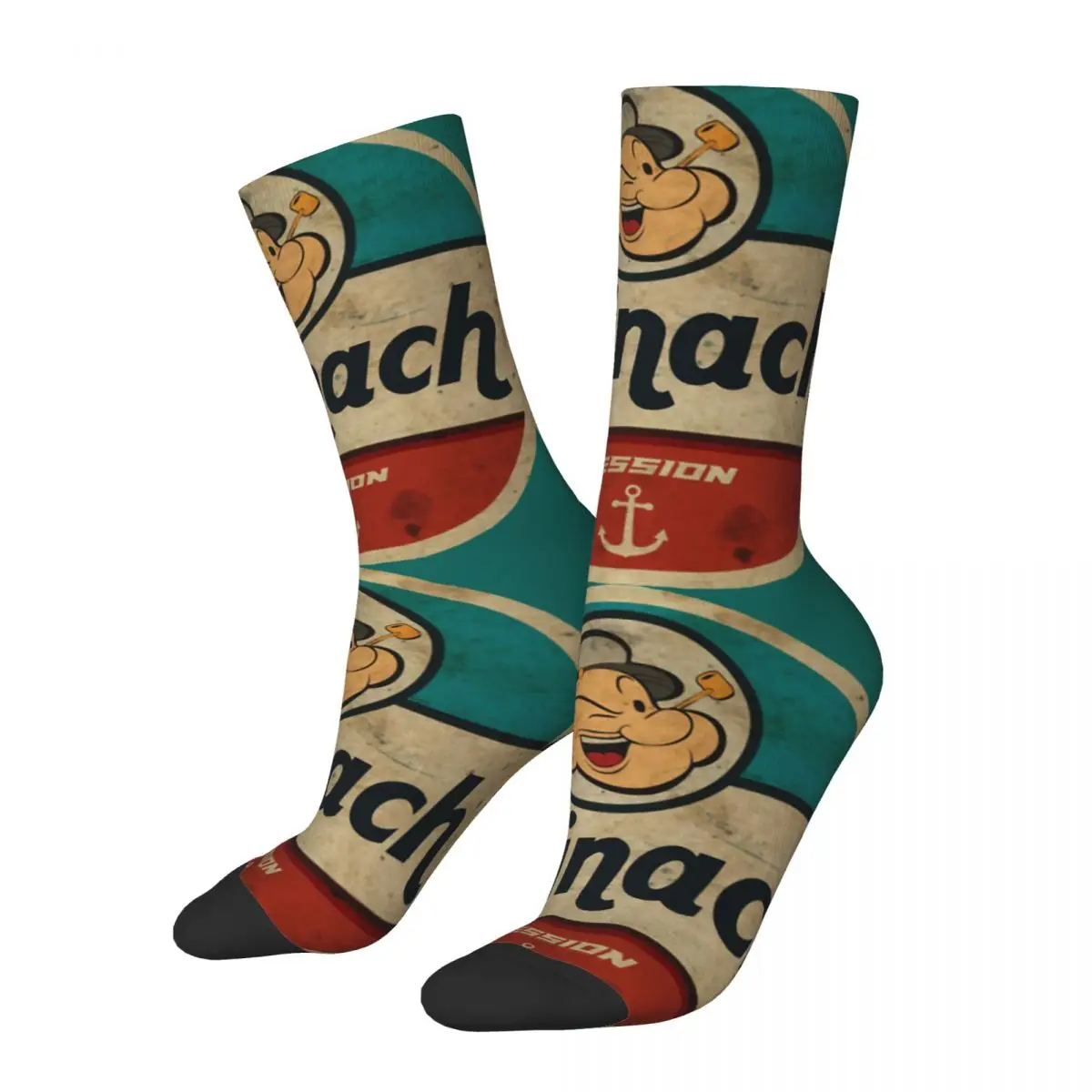 Happy Funny Men's Socks Spinach Session Vintage Harajuku Spinach Session Hip Hop Novelty Pattern Crew Crazy Sock Gift Printed