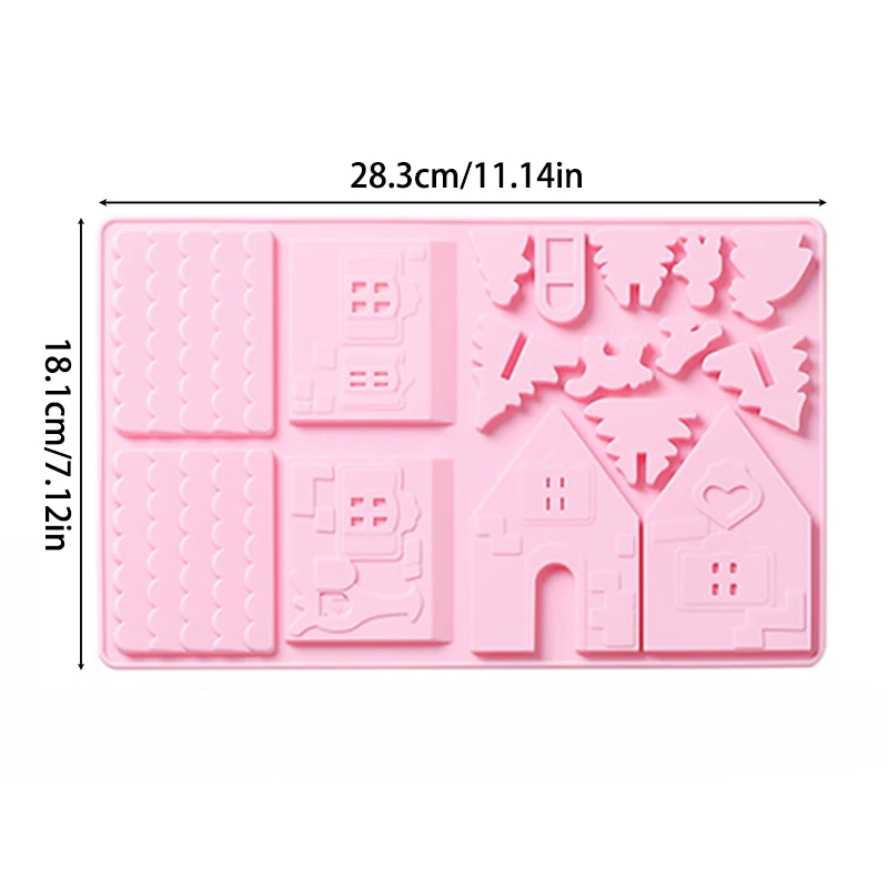 1PCS Christams Gingerbread House Baking Tray, Silicone Molds for Desserts, Chocolate, Candy,Cookies baking accessories Navidad