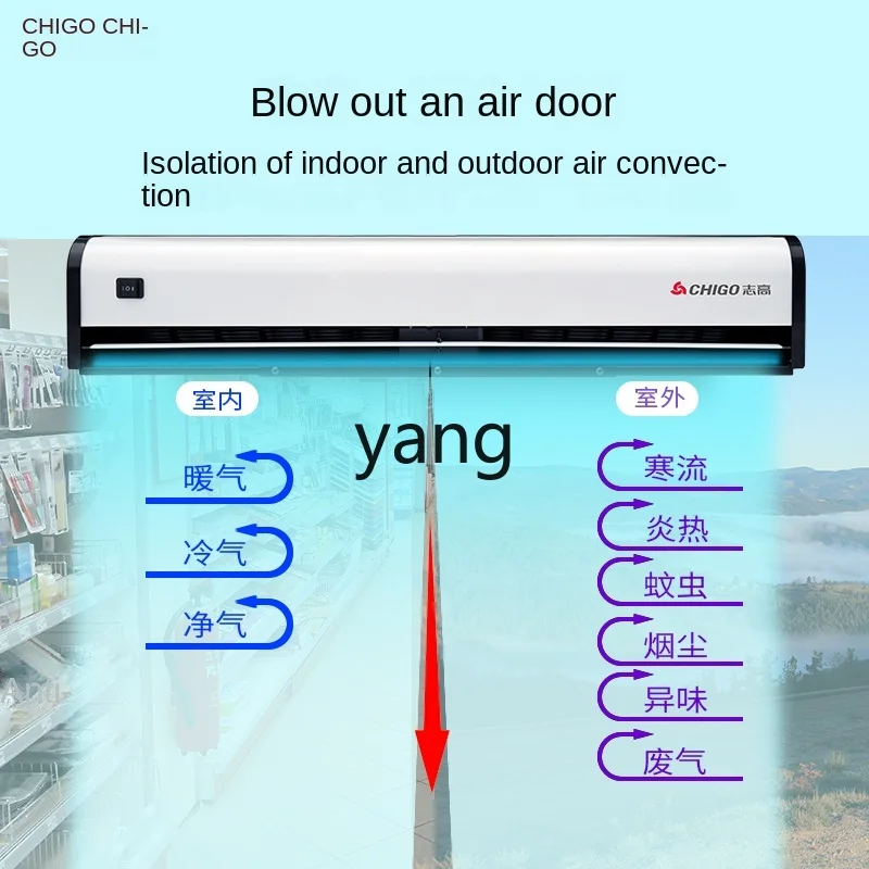 L'm'm-Cabezal de puerta silencioso comercial, cortina de aire ultrafina, ventilador de puerta