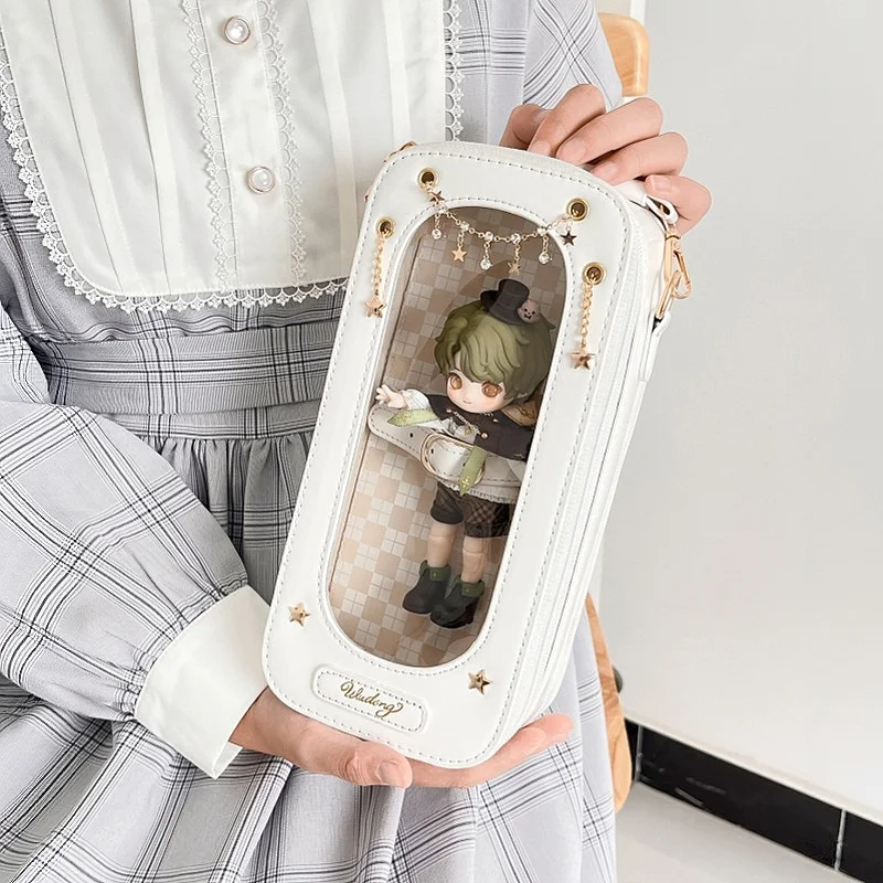 Starfall Series 1/8 BJD Crossbody PU Ita Bag, Removable Star‑Chain Storage Purse with Clear Window, for Outdoor Collection Show 4