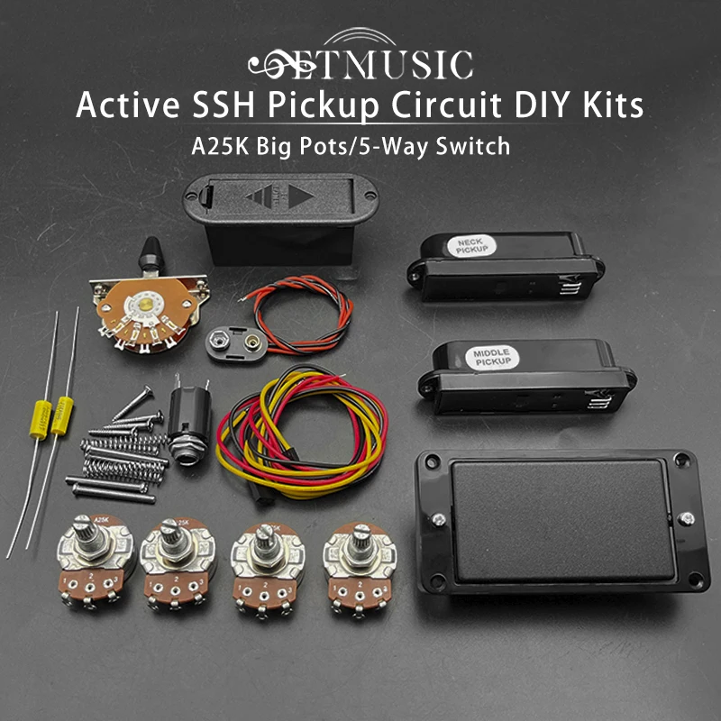active-ssh-pickup-circuit-kits-active-single-coil-pickup-humbucker-switch-pots-capacitor-battery-box-and-cable-635-jack-black