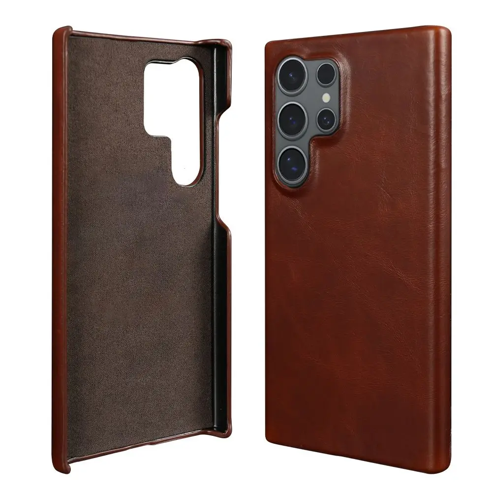 حافظة من الجلد الطبيعي لسامسونج جالاكسي ، نمط شمع زيتي ، غلاف هاتف عتيق جمالي ، غطاء خلفي ، الترا S24Plus ، S24