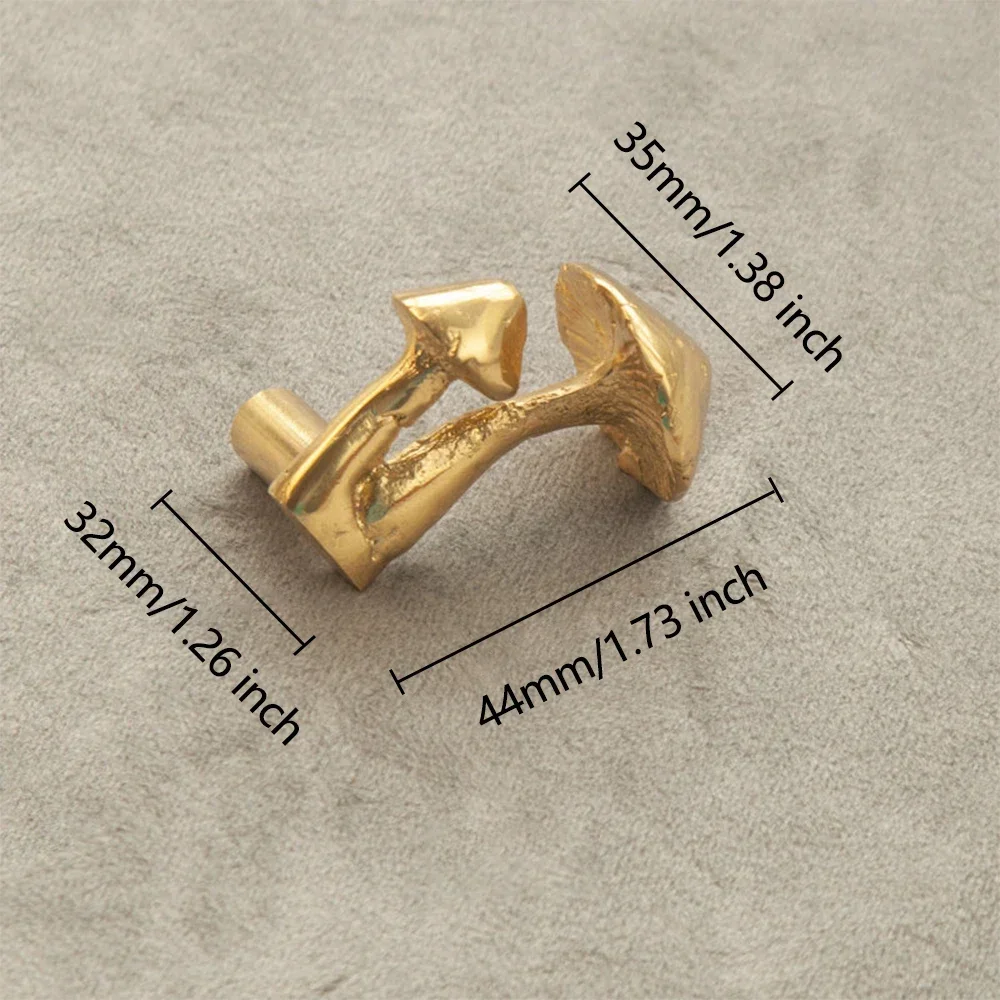 Mushroom Brass Cabinet Door Knobs Golden Botanical Drawer Pulls Nightstand Knobs Home Decor Dresser Pulls Furniture Handles