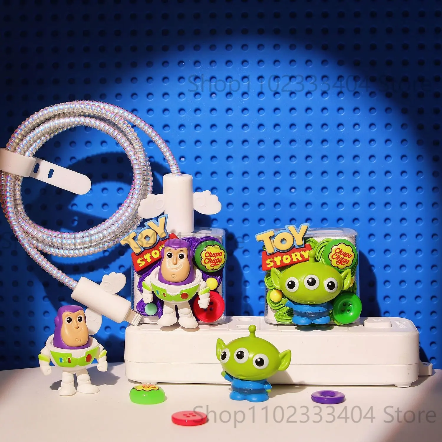 Disney Toy Story Buzz Lightyear Lotso Woody Alien Charger Data Cable Protective Cover Iphone 13/12 18W/20W Anime Winding Rope