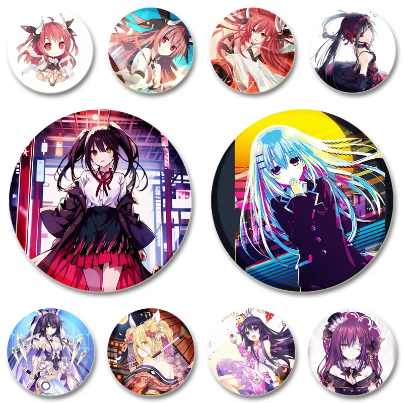 

Cosplay Anime Novel Badge Yatogami Tenka Yatogami Tohka Kotori Itsuka Itsuka Shido Cute Cartoon Brooches for Backpack Jewelry