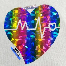 25cmx20cmBeautiful Color Hologram PET Laser Heat Transfer Vinyl Machine Iron On HTV Mirror Film DIY T-shirt