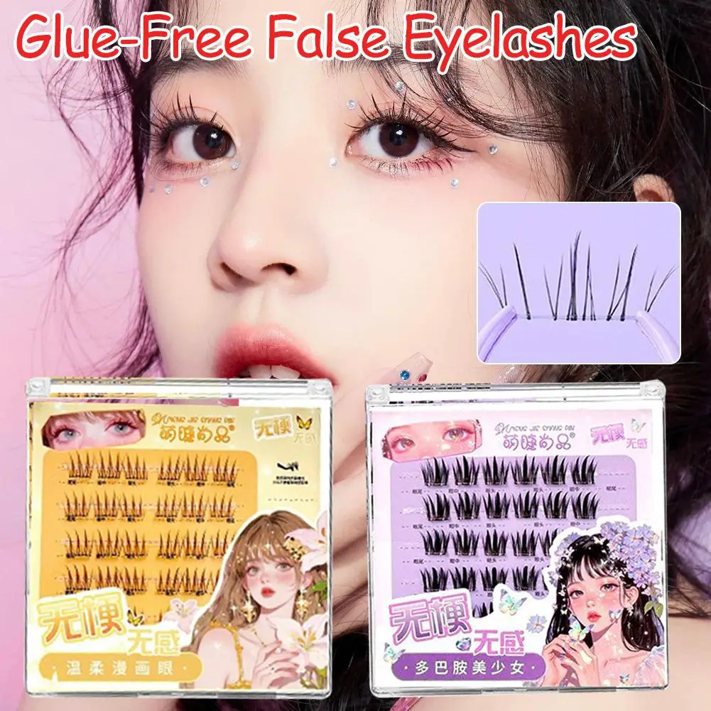 Glue Strands Lashes Natural Cross Style False Eyelashes Noglue Single-cluster Eyelashes Large Stem Eyelashes Volume Transpa Z7E6