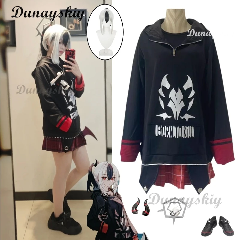 

Game Blue Archive Onikata Kayoko Hoodie Outfit Cosplay Costume Wigs Prop Women Uniform Dress Suit Halloween Customized