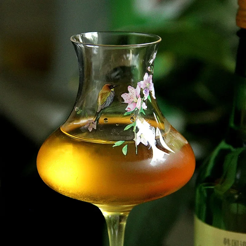 Crystal Glass Champagne Wine Cup High Footed Tasting Glass for Whiskey And Cocktails Triangular Shape Milk White Color