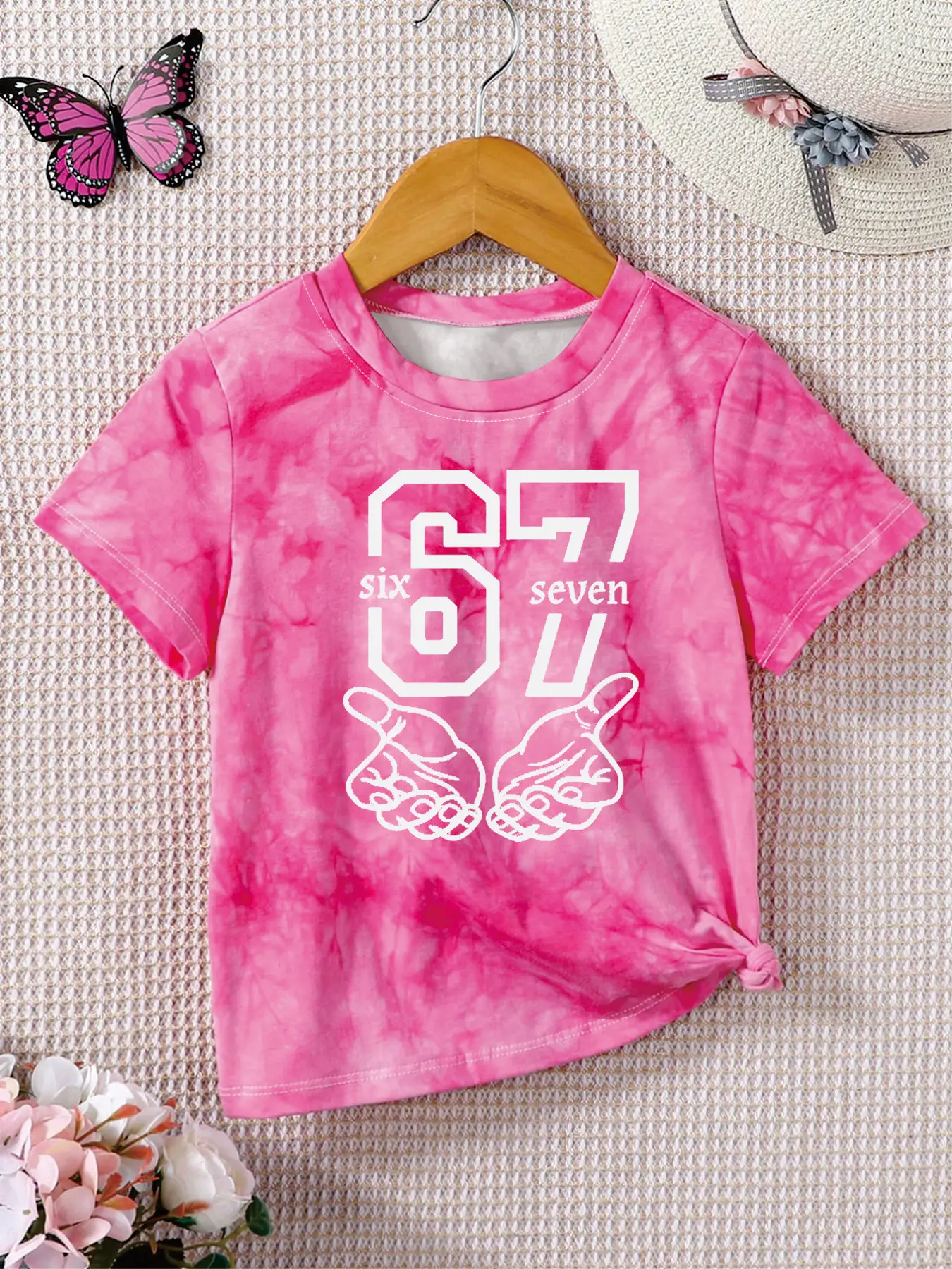 Trendy Girls Pink Tie-Dye T-Shirt, 