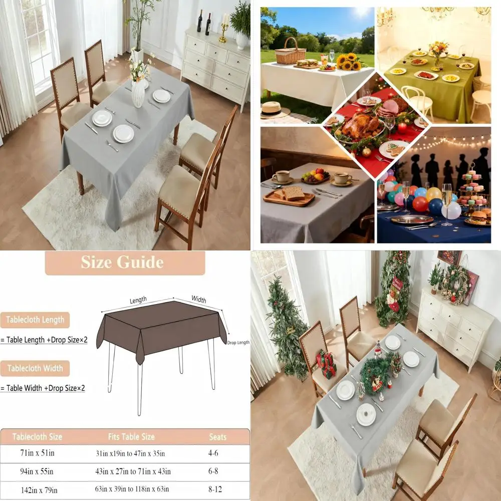 

Прямоугольная скатерть из искусственного льна, устойчивая к разливу, легко чистится для кухни, вечеринок и повседневной столовой