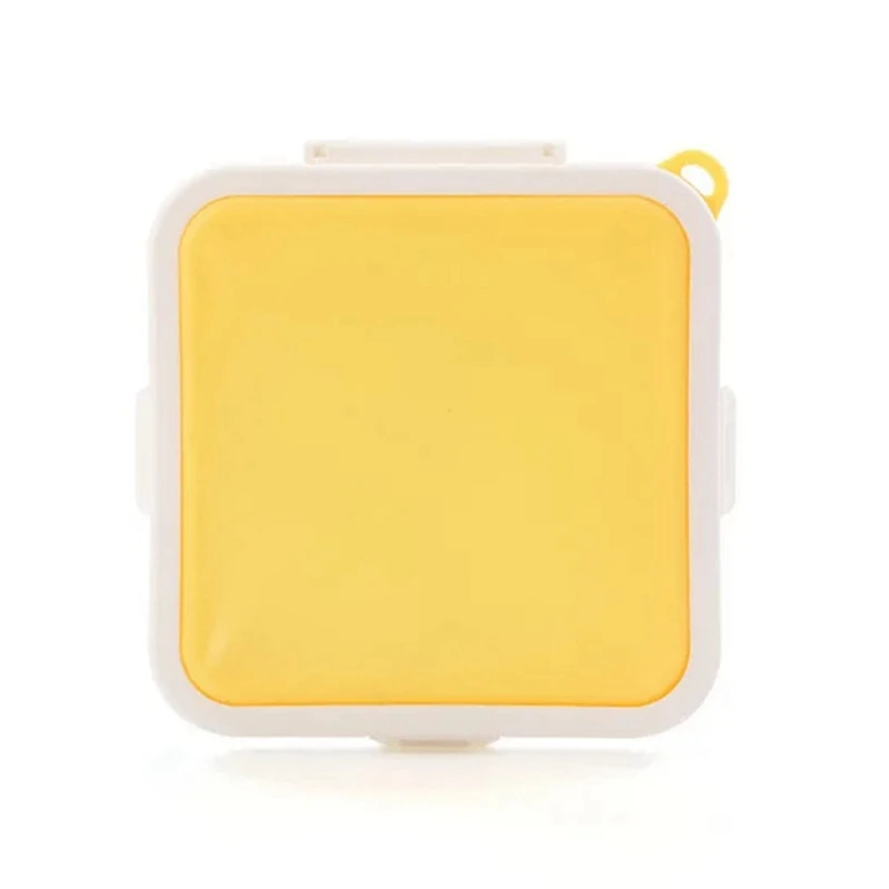 Caja de almacenamiento de sándwich para microondas de silicona portátil, loncheras, contenedores de aperitivos para la escuela, contenedor de tostadas reutilizable, color amarillo