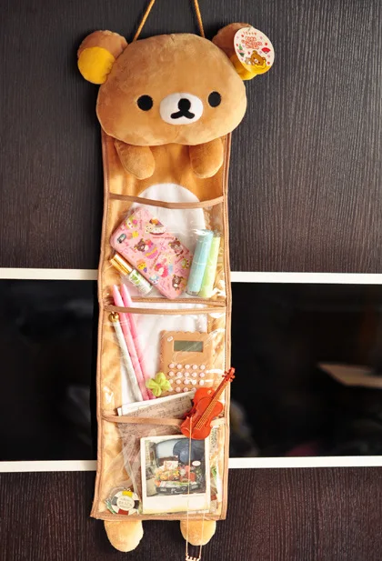 Kawaii Rilakkumas Wall Hanging Storage Bag Cartoon Rilakkumas Bear Door Hanging Bag Large Capacity Sundries Storage Bag Gifts