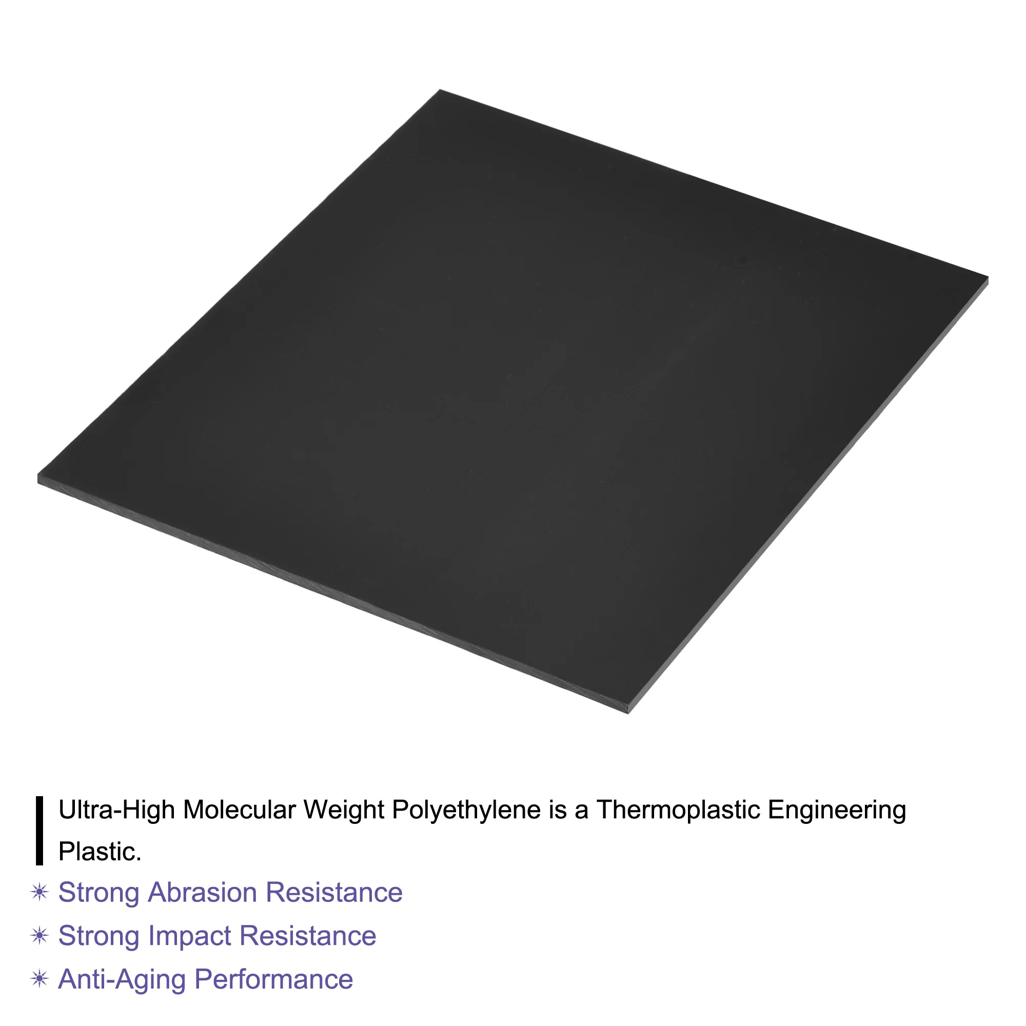 uxcell UHMW Sheet Ultra High Molecular Weight Polyethylene Sheet Hard Plastic Sheet Board 6.1''x 6.1'' x 0.08'' Black