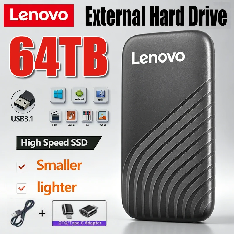 

Жесткий диск Lenovo, высокоскоростной, 520 МБ/с, 1 ТБ, 8 ТБ, портативный SSD, 2 ТБ, портативный внешний твердотельный накопитель, USB3.1, компьютерные аксессуары
