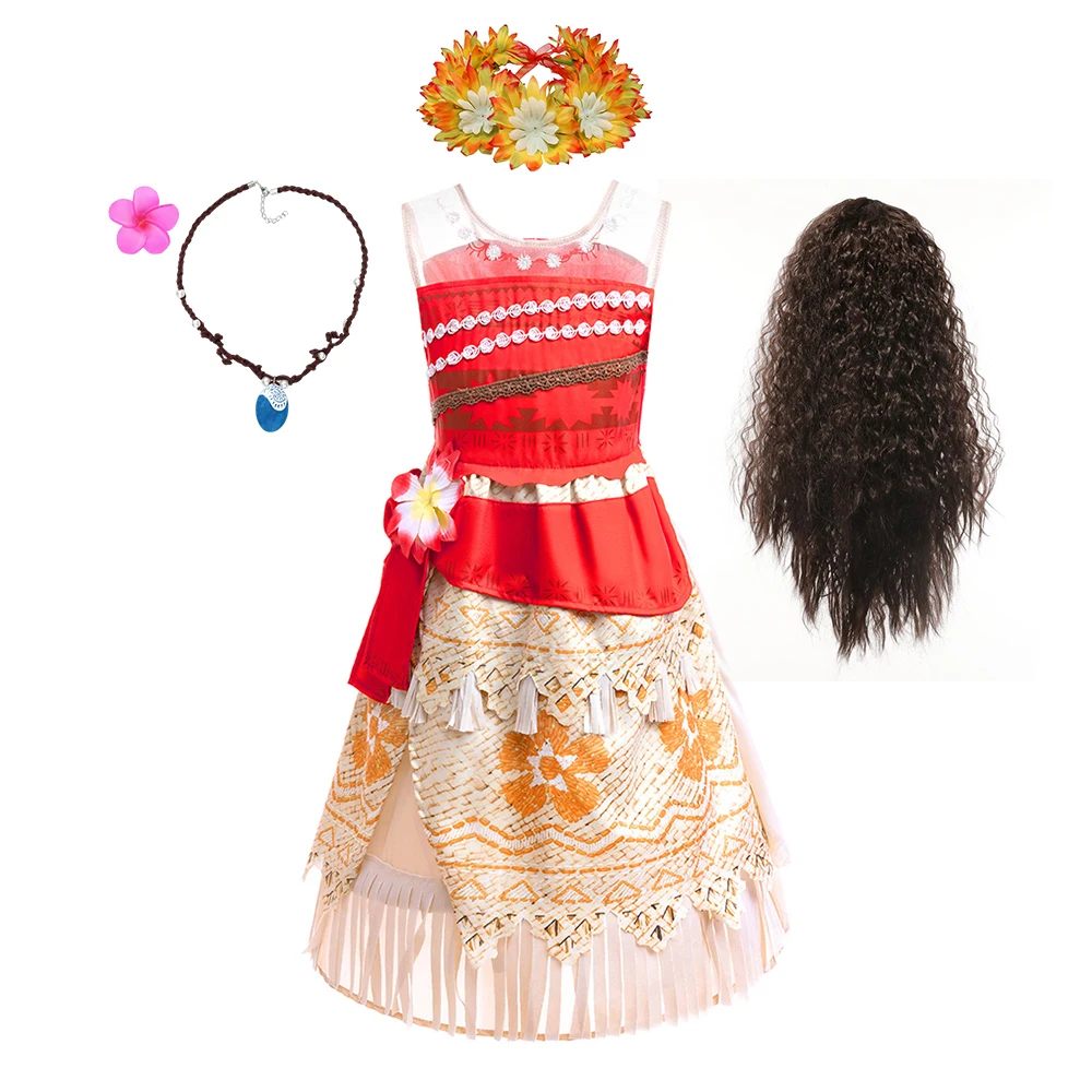 Kids Princess Vaiana Dress Up Movie Moana Costume Outfit for Girl Halloween Party Child Moana Halloween Costume Cosplay Clothes