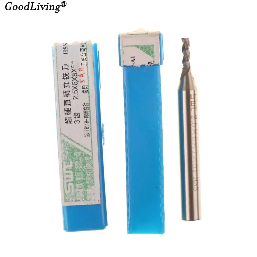 2,5*6*8*52mm 3 Flöte Ende Mühle Router Bohrer Cutter HSS Gerade Schaft Werkzeug whosesale