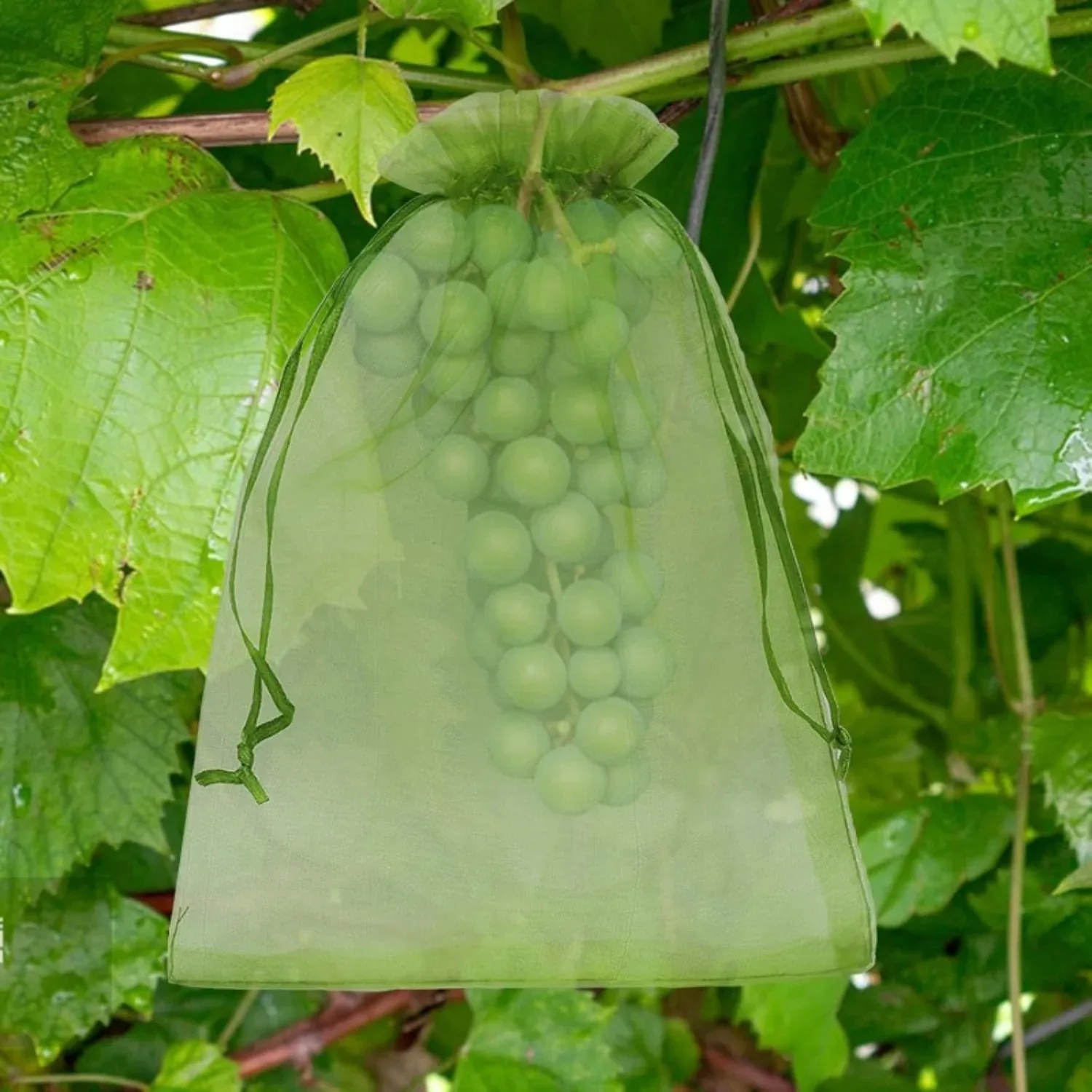 500-10PCS Fruit Protection Bags Pest Barrier Plant Netting Bag Reusable Fruits Pouch Vegetable Cover Drawstring Organza Mesh Bag