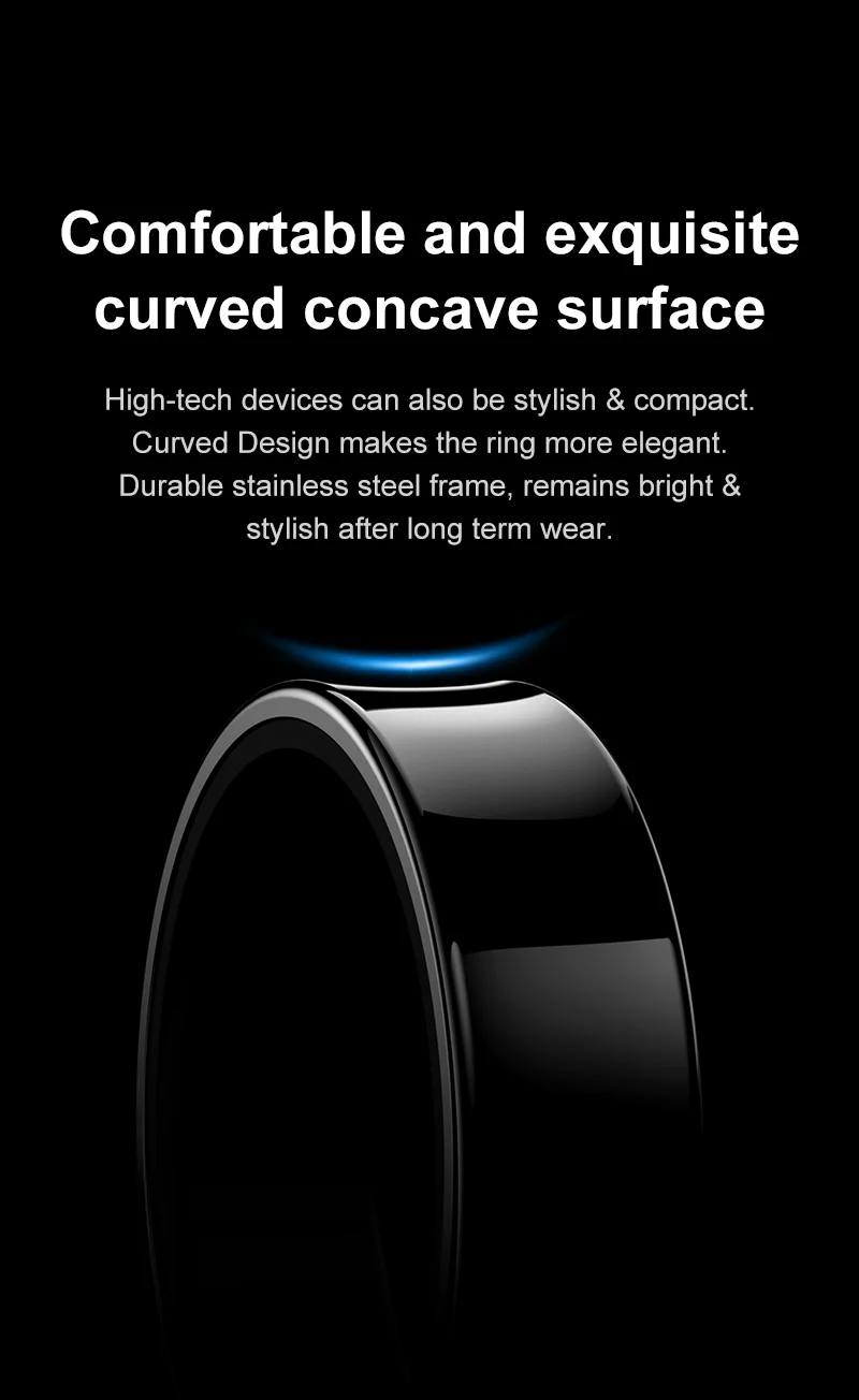 R09 Smart Ring Männer Frauen mit Lade Fall Herzfrequenz Blut Sauerstoff 5ATM Wasserdicht SmartRing Für Xiaomi Samsung Android IOS – Detail 3